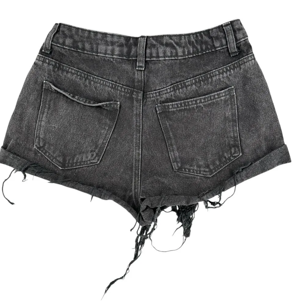 Forever 21 Black Distressed Cut-Off Shorts US 27 Waist Casual Summer Trashed - Image 5