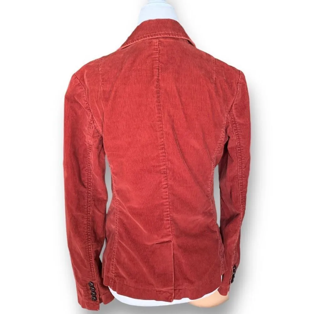 London Jean Rust Corduroy Blazer Jacket Fitted Tailored Stretch Retro Size 8 - Image 3