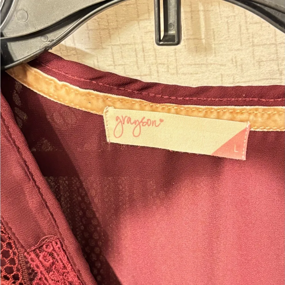 COPY - Layson Elegant Lace Women's Top in burgundy red blouse - Image 8