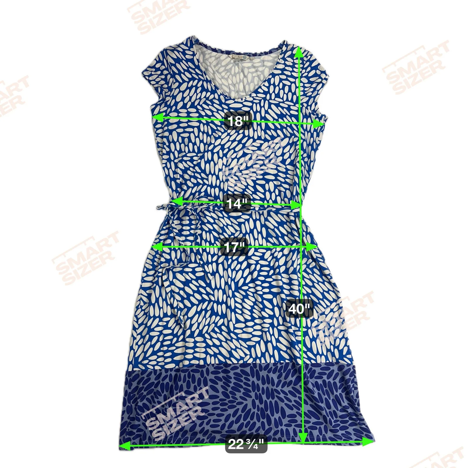 Boden Amelie Jersey Cap Sleeve Belted Dress Soft Stretch Blues White Size 10 Blue - Image 7