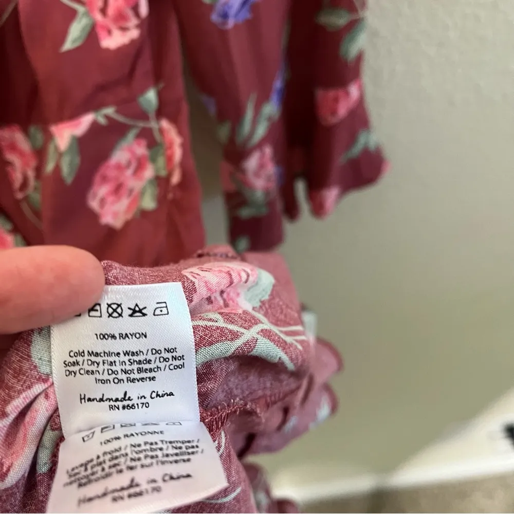 NWT Auguste The Label Pink Floral Dress 1/2 Sleeve Ruffle Mini Womens Size 2 - Image 6