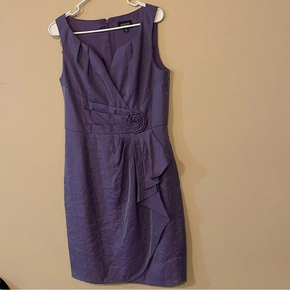 Adrianna‎ Papell Sleeveless Semi-Formal Prom Dress Faux wrap Purple Sz10 - Image 3