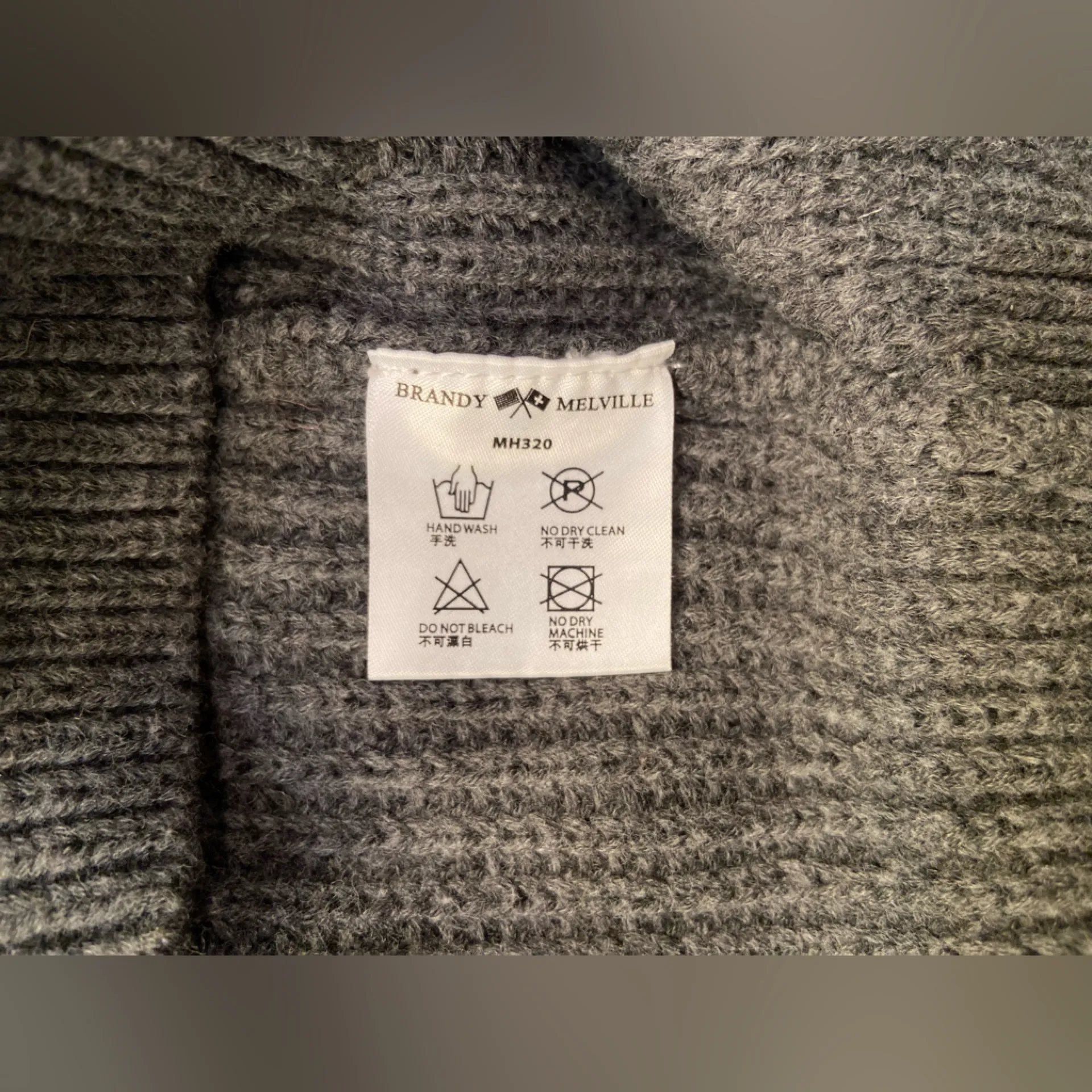 Brandy Melville Grey Crew Neck Sweater, Oversized, one size‎ - Image 3