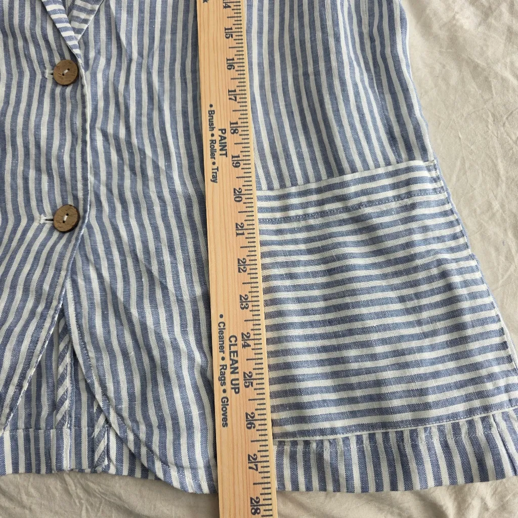 Tahari Linen White Navy Striped Lightweight Blazer XL - Image 8