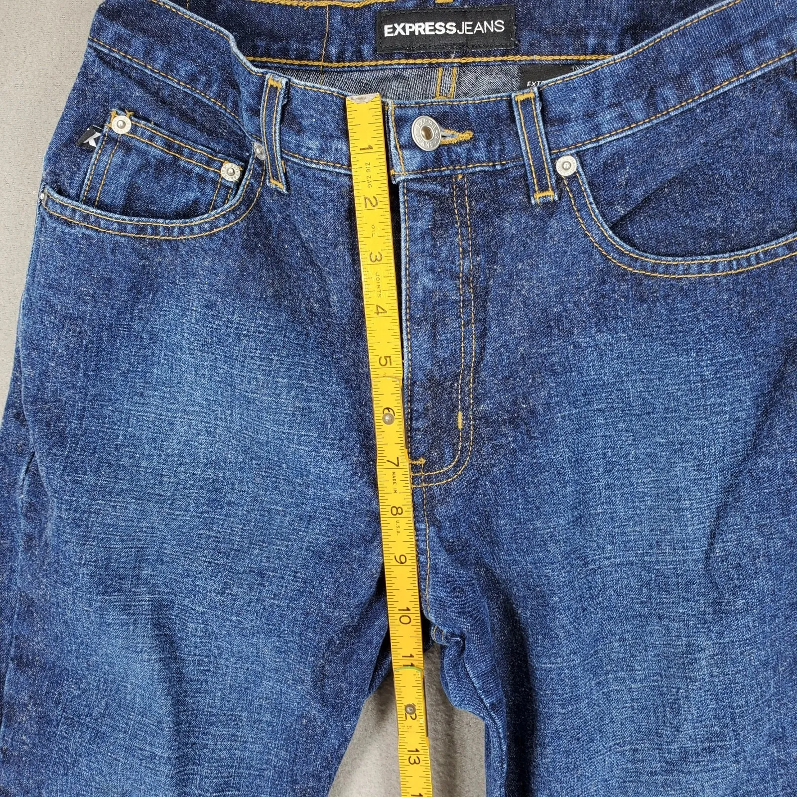 Vintage Express Jeans Size 9/10 S Dark Wash Extreme Flare High Rise 90s Y2K Boho - Image 7