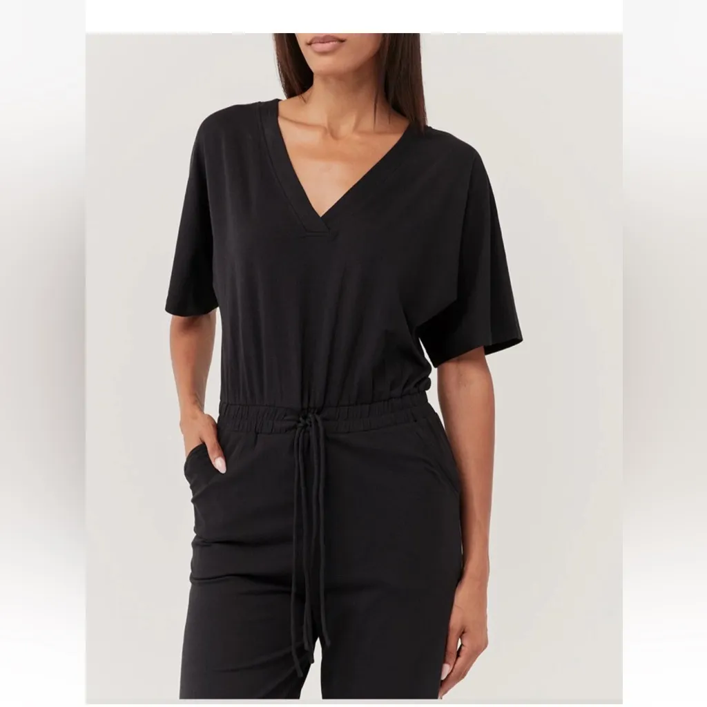 Pact  Revive Deep-V Black Jumpsuit Size Medium - Image 5