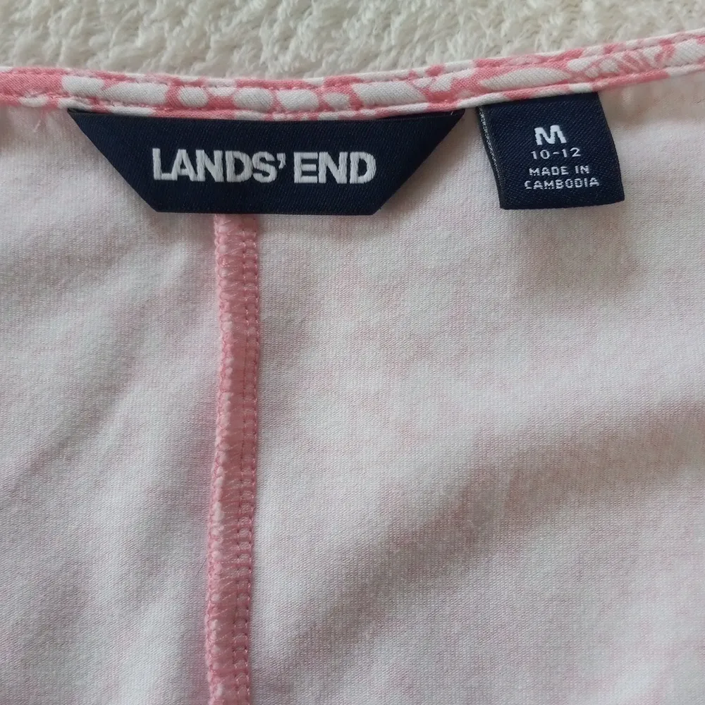 Lands End Pink and White Floral Print Fit & Flare Pocket Dress - Image 8