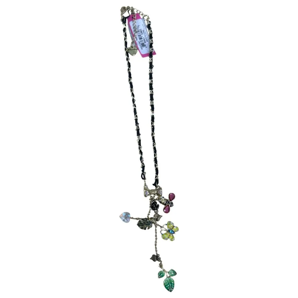 Betsey Johnson Bee Butterfly Leaf Bow Gold Chain Necklace NEW with Tags - Image 2