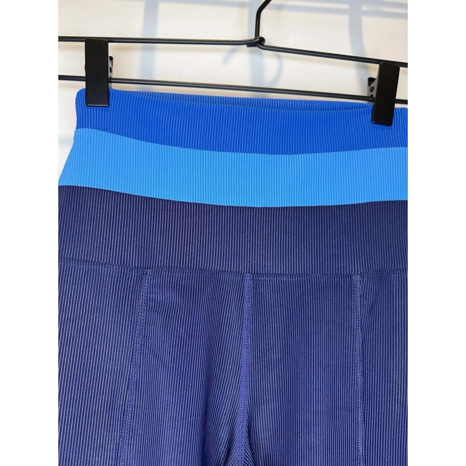 Beach Riot Amalfi Pant Stretchy Ribbed In Marine Colorblock Navy Blue Size Small - Image 3
