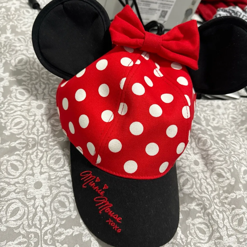 Disney Parks Minnie Mouse polka dots Baseball Cap Hat ears Disney World - Image 2