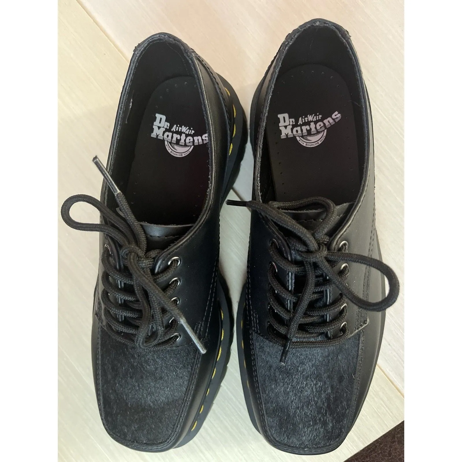 Dr Martens 5-eye Bex Square Bovine Hair Toe Leather Shoes Size 7 - Image 3