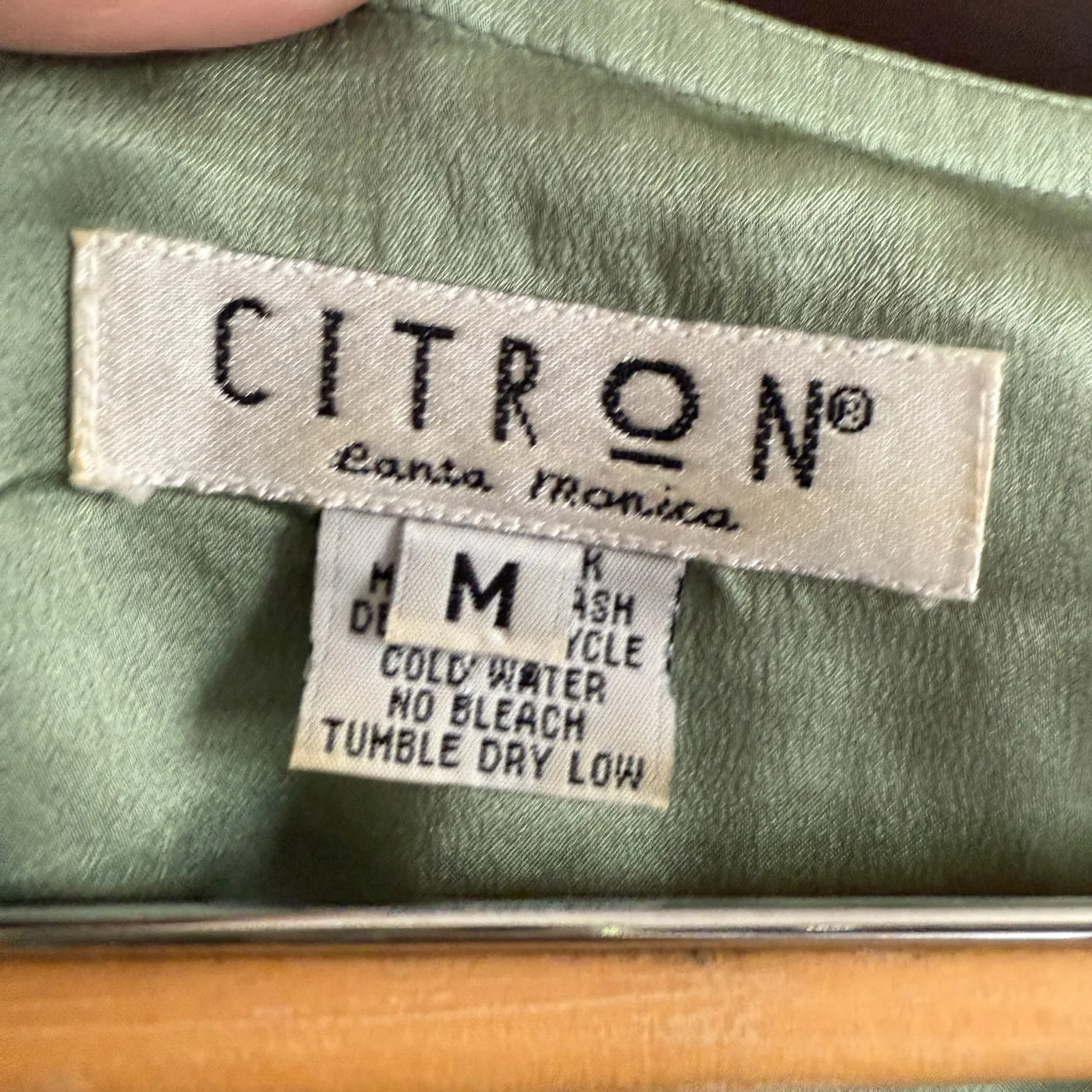 CITRON Santa Monica | Sage Green Silk Sleeveless Shell Top | Medium - Image 4