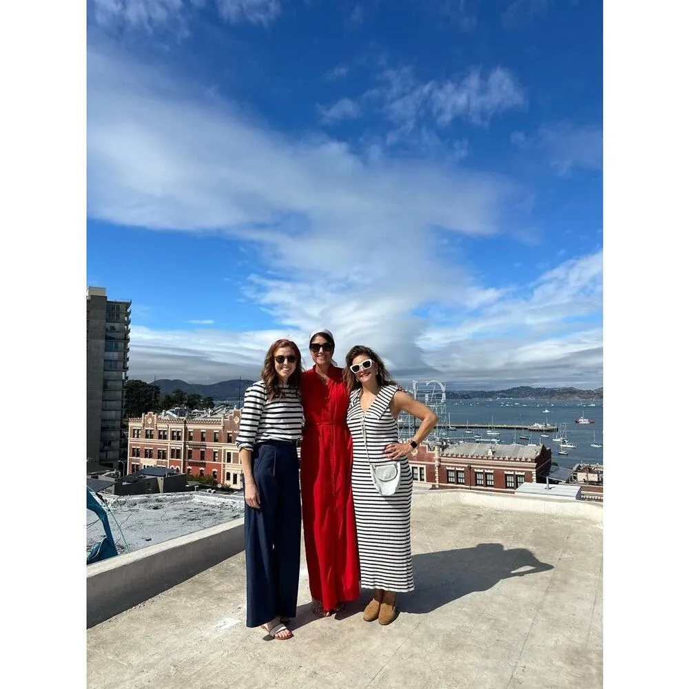 RIXO Blue White Antibes Stripe Ribbed Collared Ties Necklines Maxi Dress Size 8 - Image 15