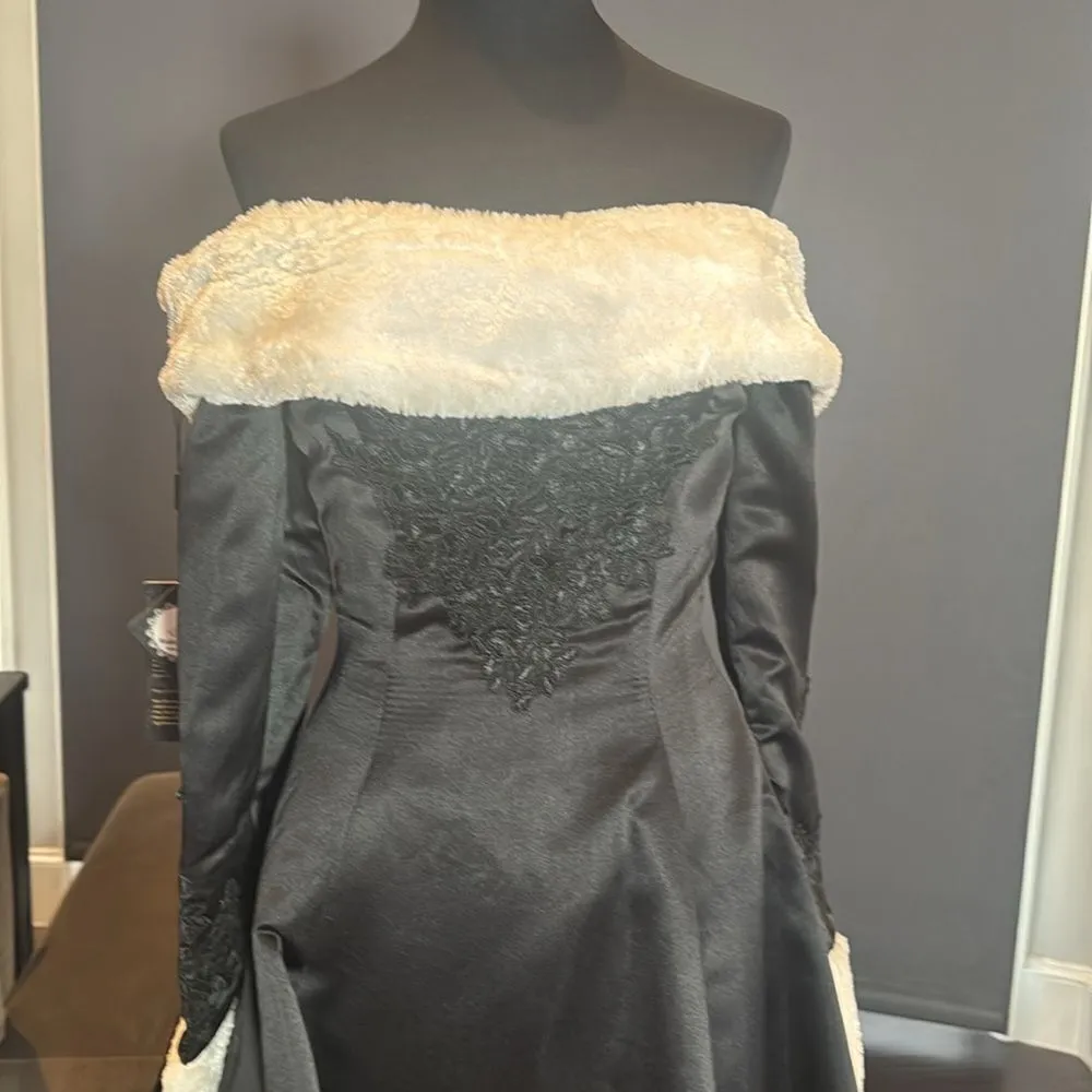 Women’s Black Off the Shoulder Christmas Holiday Winter Dress Train Size 2 NWT - Image 2