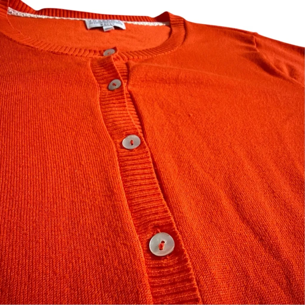 Vintage Y2K Joseph A. Orange Knit Cardigan Pearlescent Buttons Size 1X - Image 3