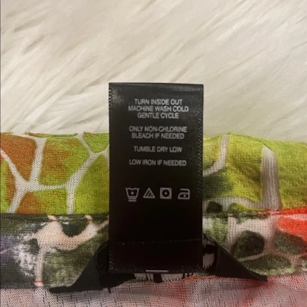 Ali Miles textured burnout multi color button front shirt top L Size L - Image 6