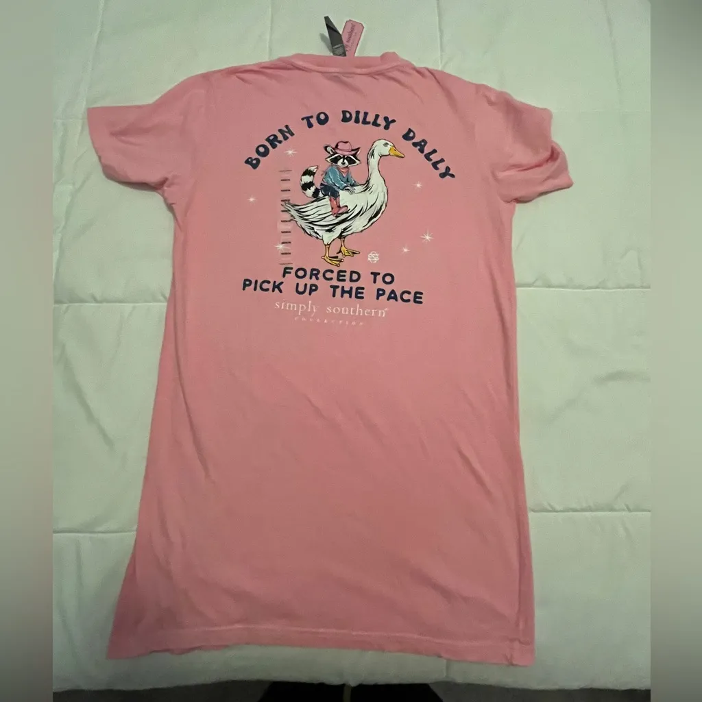 Simply Southern “Born To Dilly Dally, Forced To Pick Up The Pace” Pink. Medium - Image 2