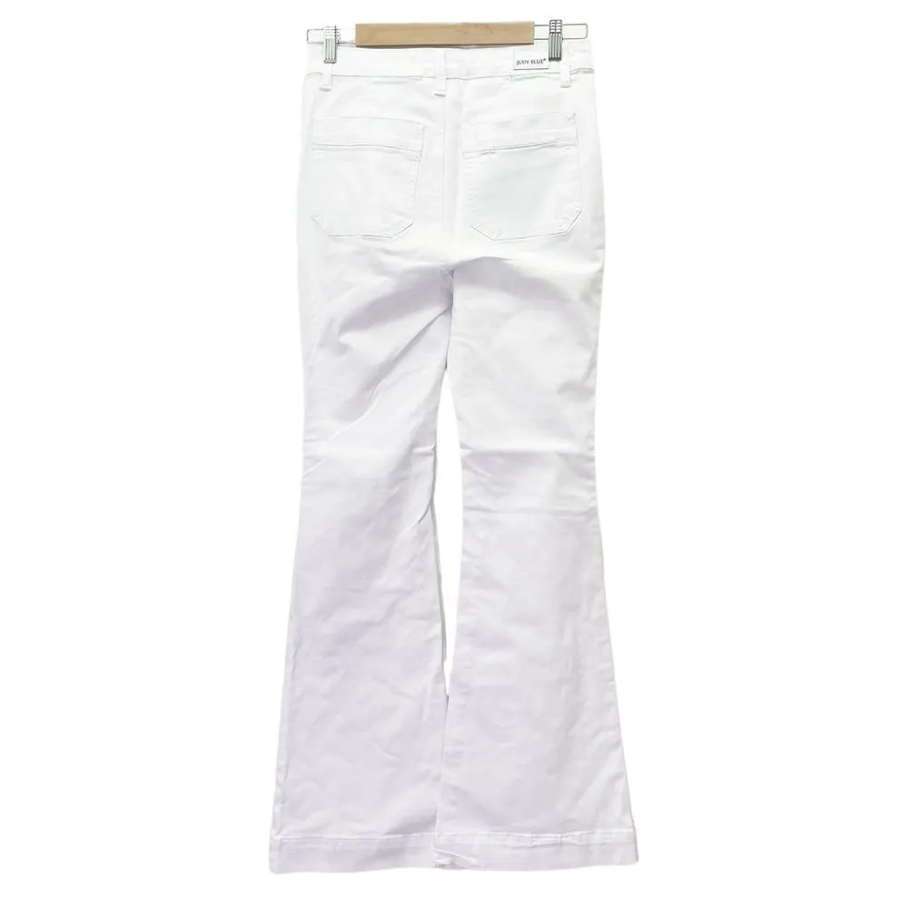 NWT Judy Blue White High Rise Button-Fly Patch Pocket Flare Jeans Size 27 NEW - Image 3
