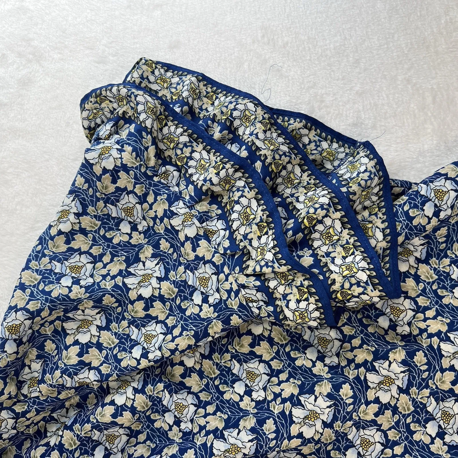 Max Studio Plus 2X Top Elbow Sleeve Ruffle Blouse Blue Floral Peasant Women's - Image 4