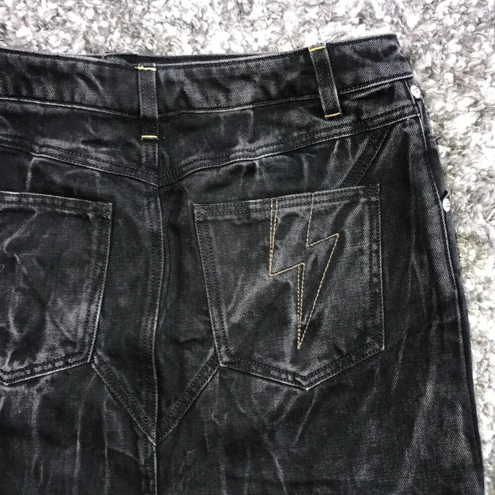 Givenchy Black Denim Mini High Waist Skirt - Image 9