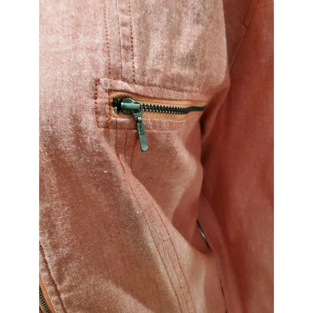 Blair Womens Solid Pink Cotton Long Sleeve Full Zip Front Casual Jacket Size 2XL - Image 4