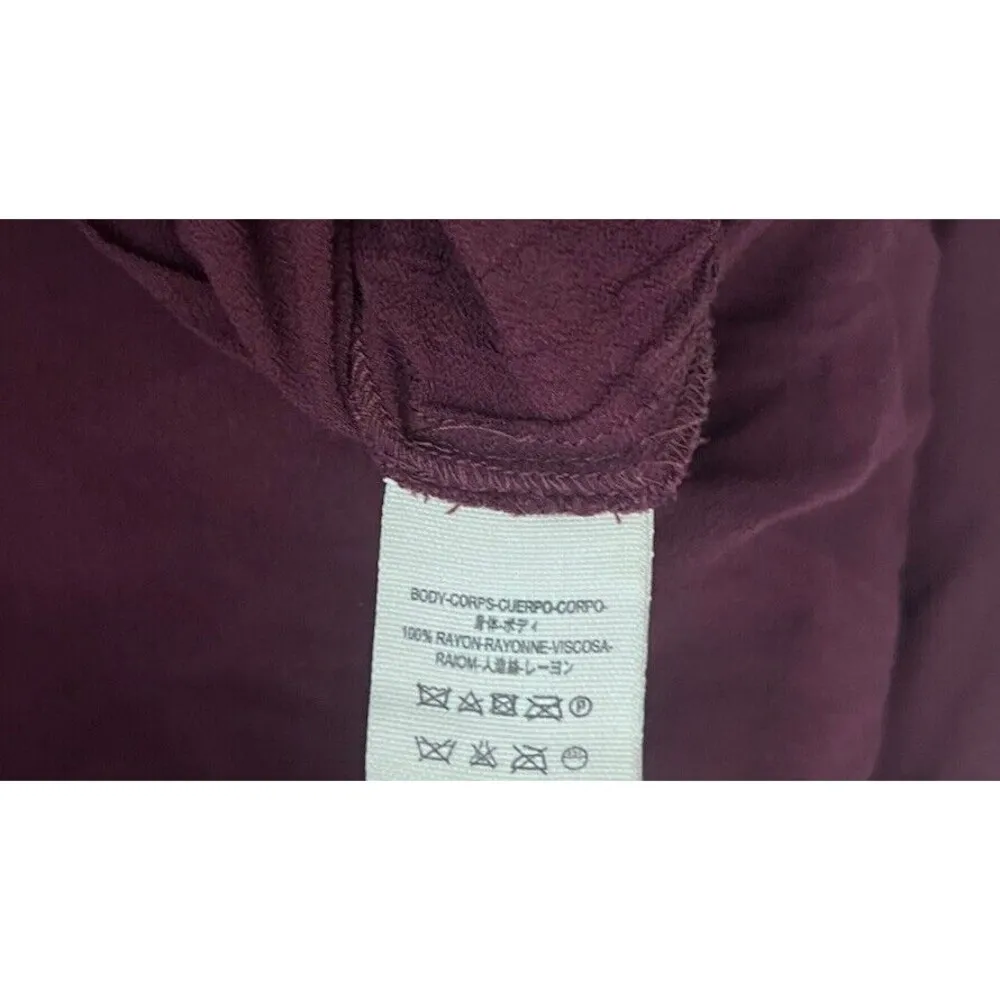 Free People Cropped Top V Neck Burgundy Bell Sleeve Flowy Romantic Valentine L - Image 6