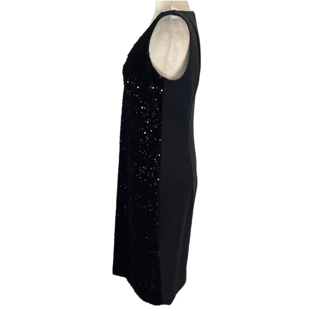 Akris Punto Velvet Sequin Sleeveless Dress Tailored Sheath Cocktail Black Size 8 - Image 9