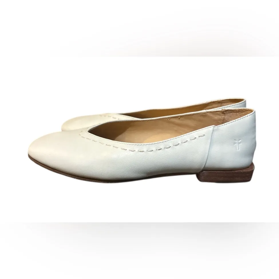 Frye Leather Flats,Size 7.5,White - Image 2