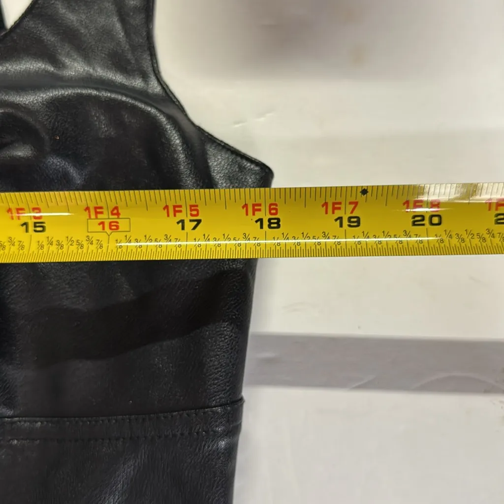 Forever 21 Black faux leather XL tank Midi Dress goth layering going out sexy - Image 12