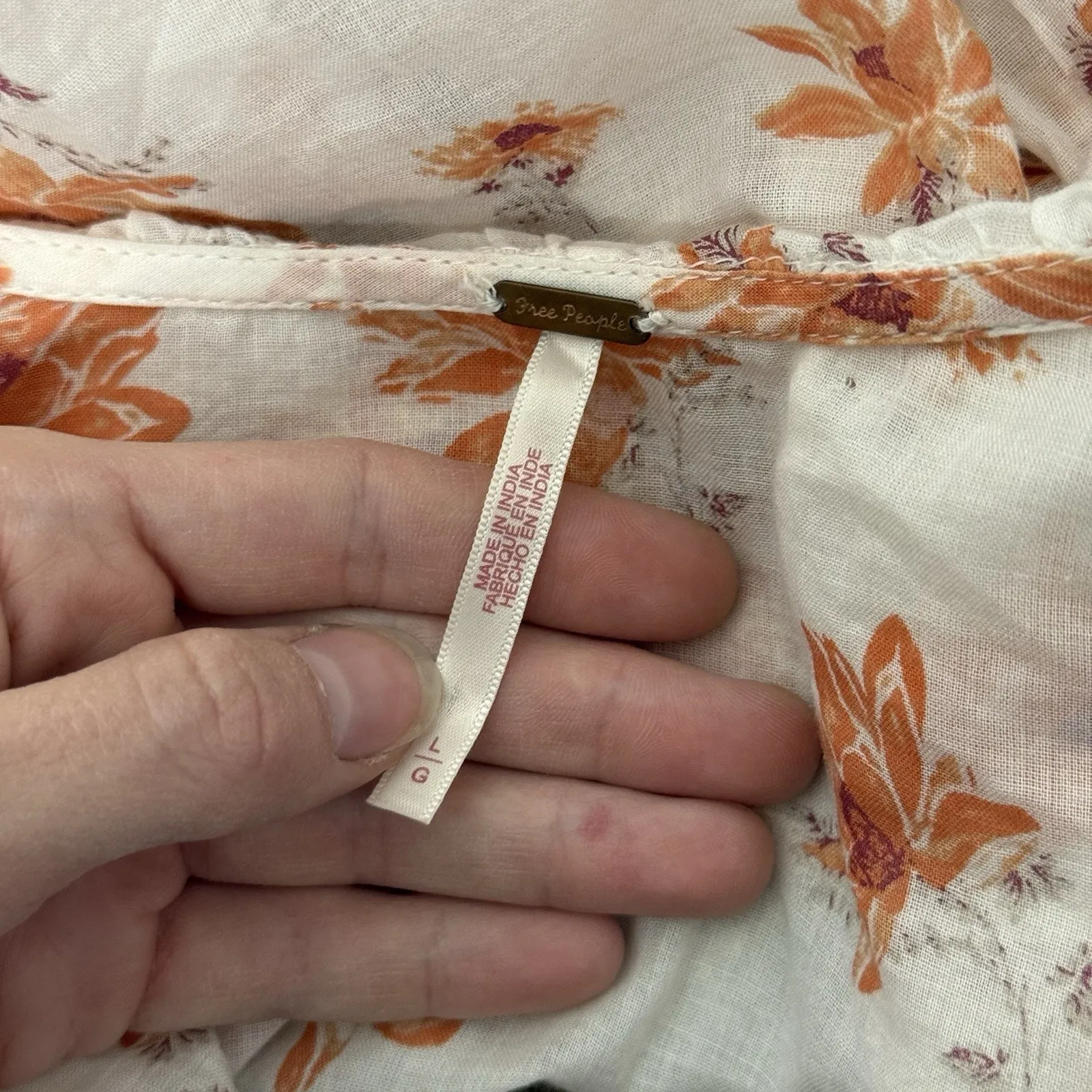 Free People Women’s Floral Ruffle Long Sleeve Blouse Size L Boho Peplum Top - Image 6