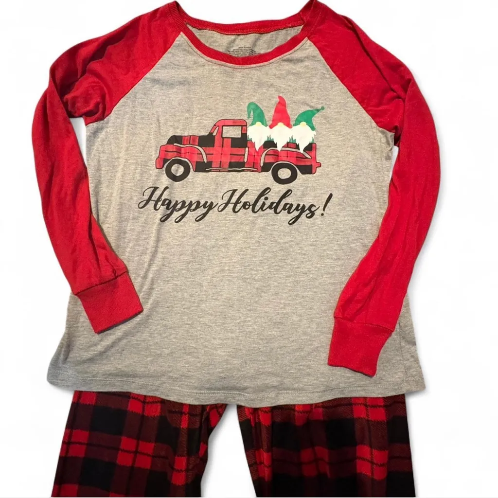 Festive Red and Grey Holiday Pajama Set - Image 2