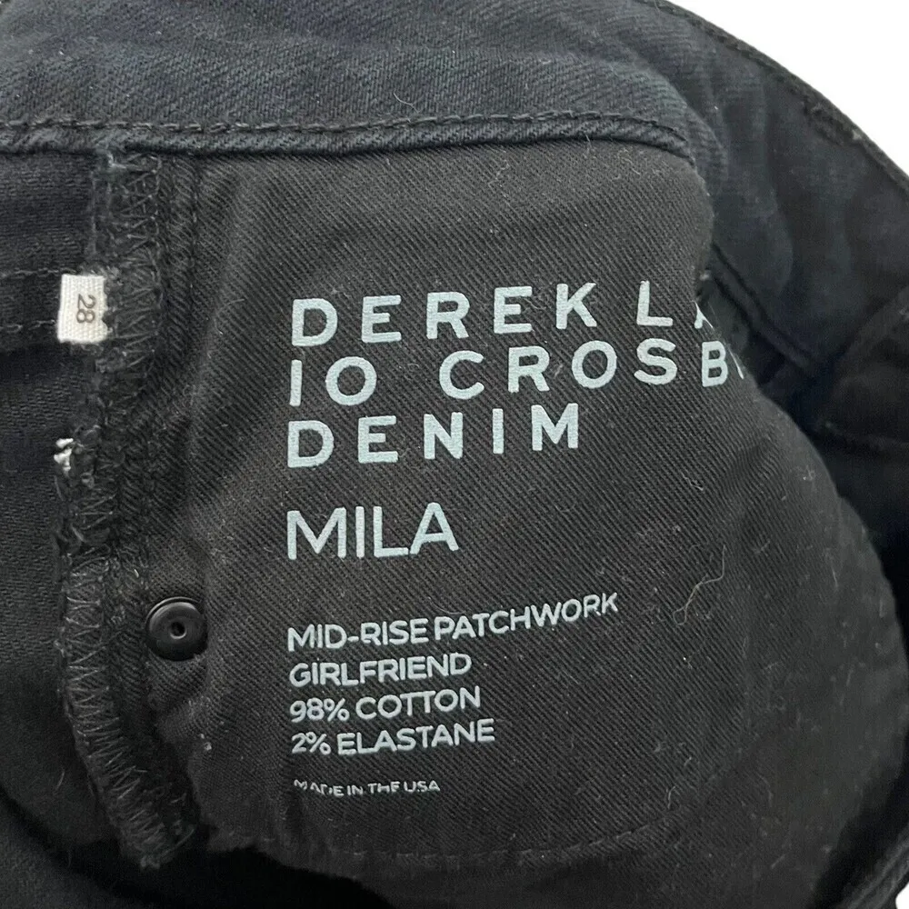 Derek Lam 10 Crosby Mila Girlfriend Jeans Women’s Size 28 Black Patchwork Raw He - Image 10
