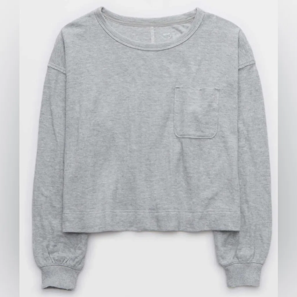 Aerie‎ Women Endless Summer Matching Top & Short Set in Heathered Gray Sz Small - Image 3