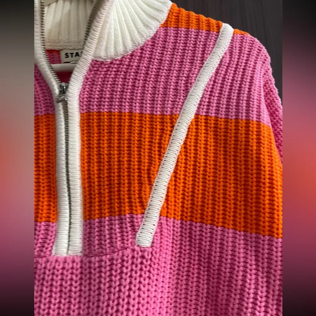 Staud Striped Mock Neck Sweater - Orange Knitwear XL
Colorful Striped - Image 9