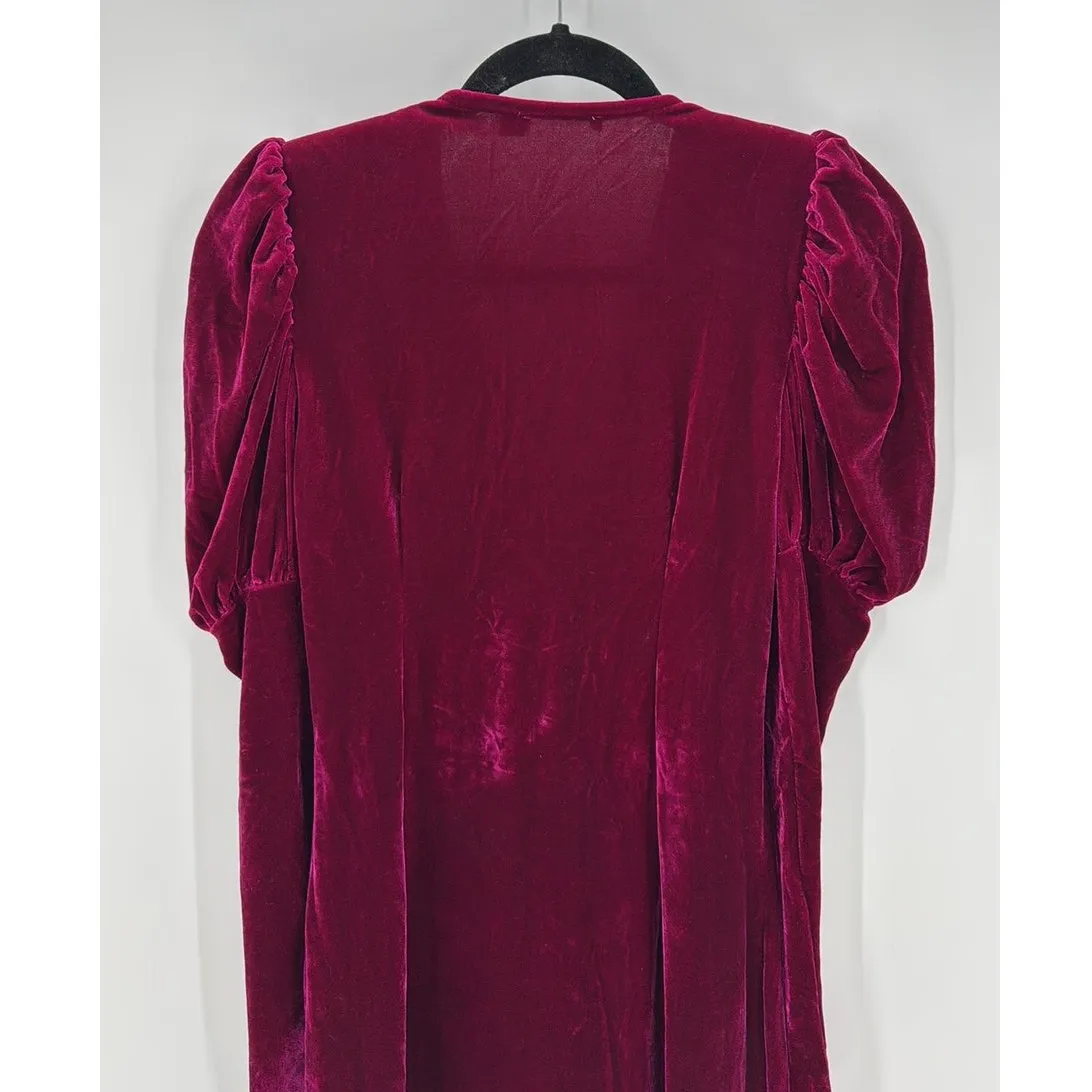 Boohoo Deep Pink velvet 1 button front bodycon size s western glam holiday - Image 9