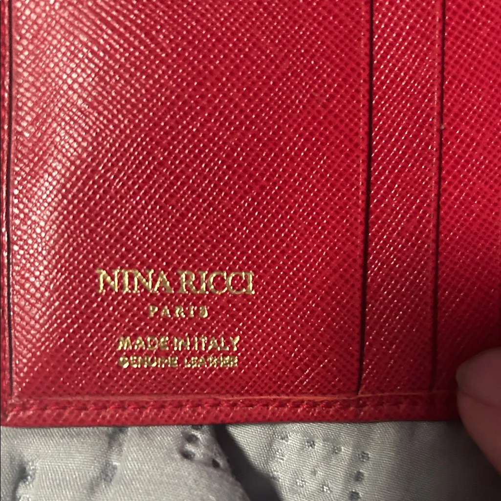 Nina Ricci Red Wallet with Gold Accent - Image 3