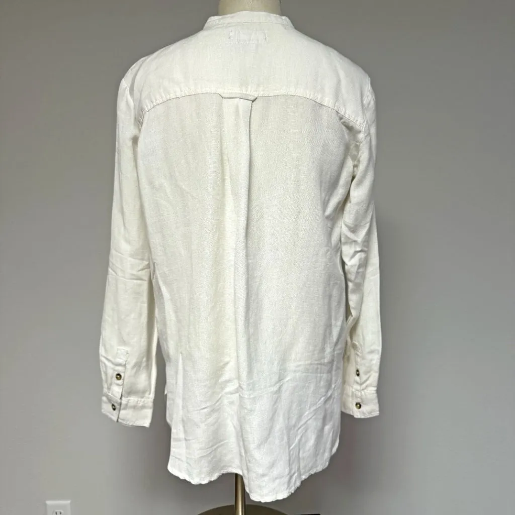 Anthro l Pilcro Ruffled Placket Shirt White - Image 4