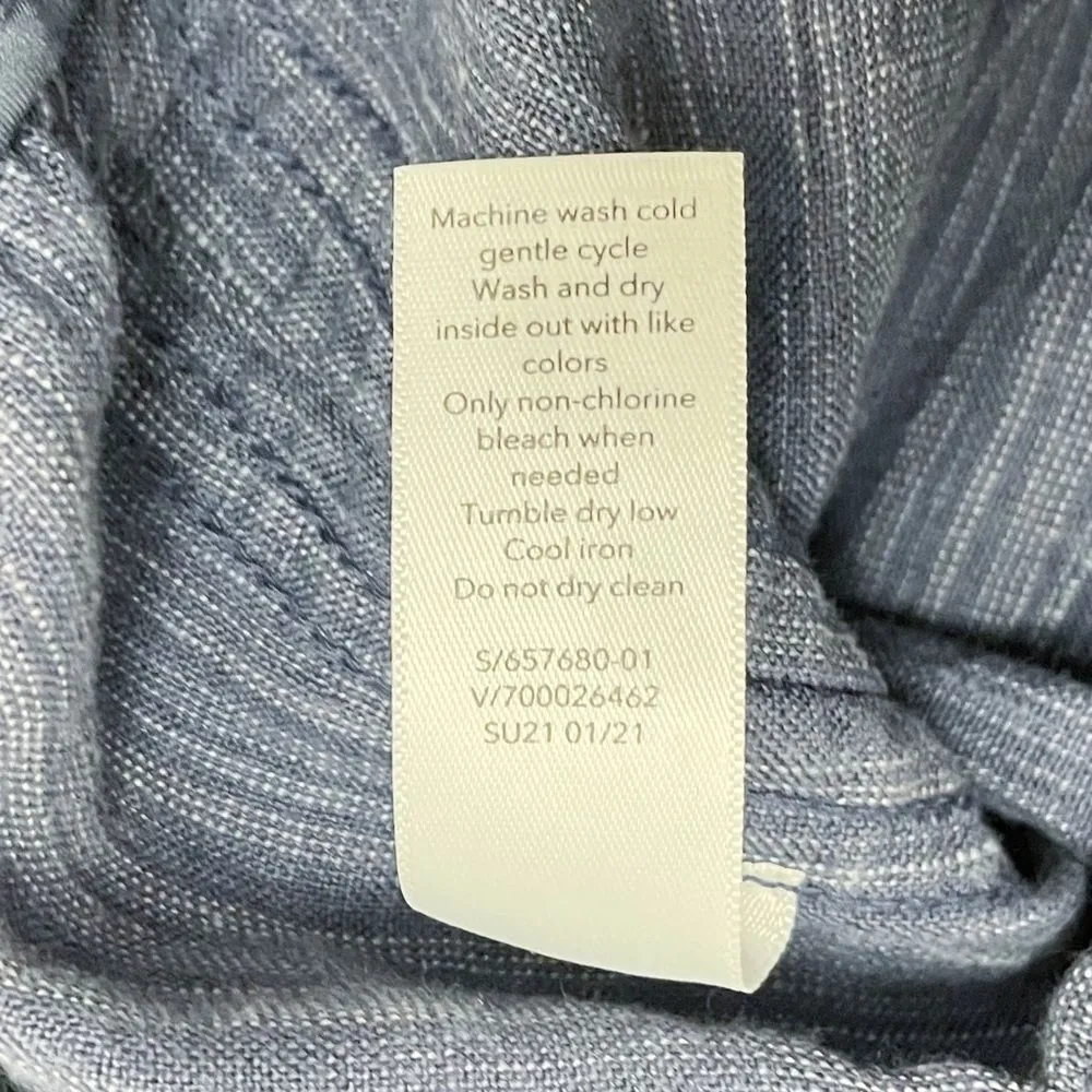 Athleta Cabo Linen Textured Blue Wide Leg Pants Relaxed Beachy Women’s Size 0 - Image 12