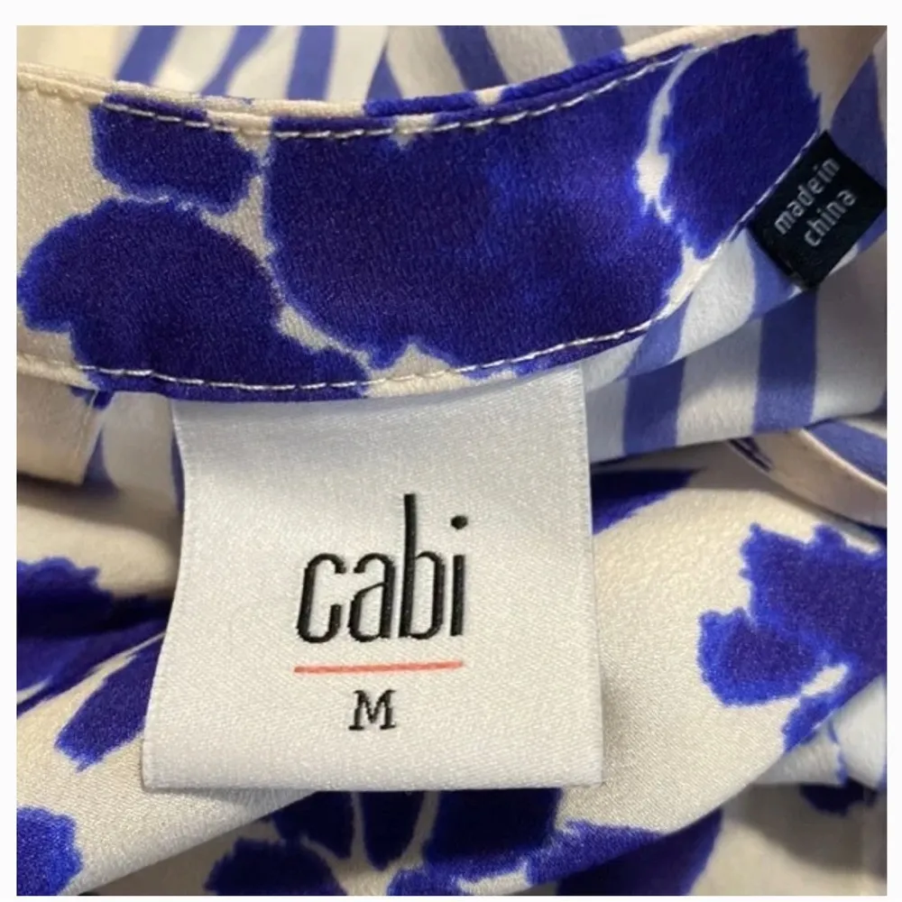 Cabi- floral striped high low slit back sleeveless top - Image 6