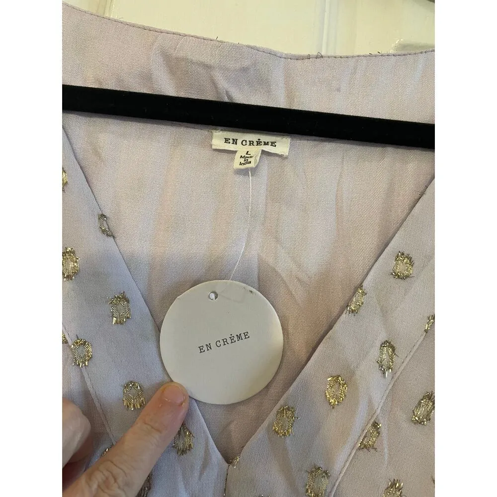 NWT Vici en creme donna metallic detailed tiered sleeveless maxi gown. size Lg - Image 3