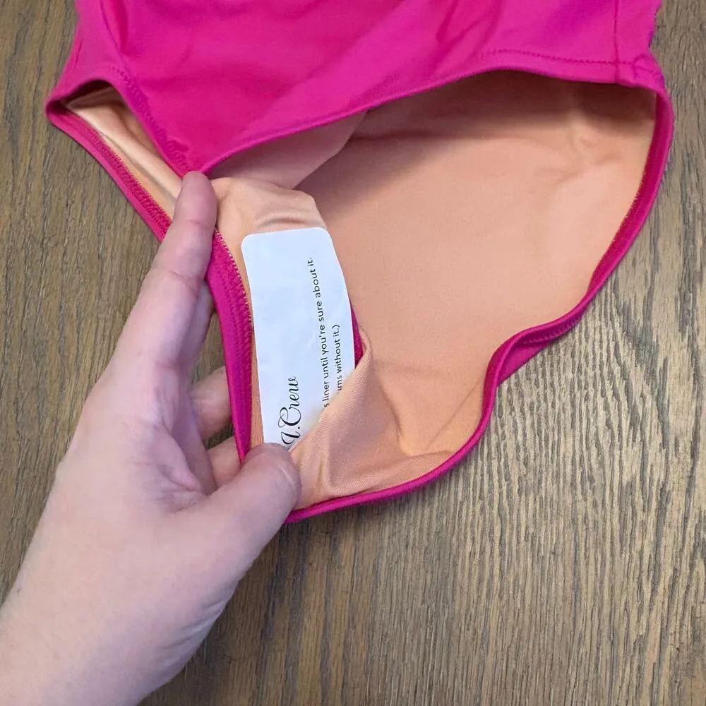 J. Crew Bright Pink Hallie Bikini Bottom XS Vacation High Rise Beach Pool Vacay - Image 6
