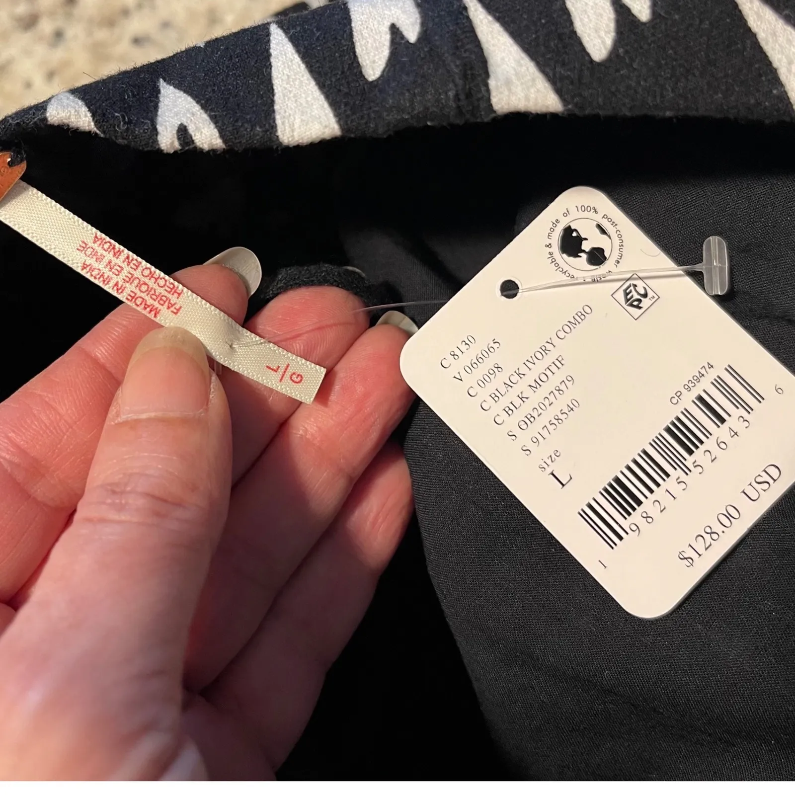 Free People Black White Abstract Print Halter Mini Dress Large NWT - Image 6