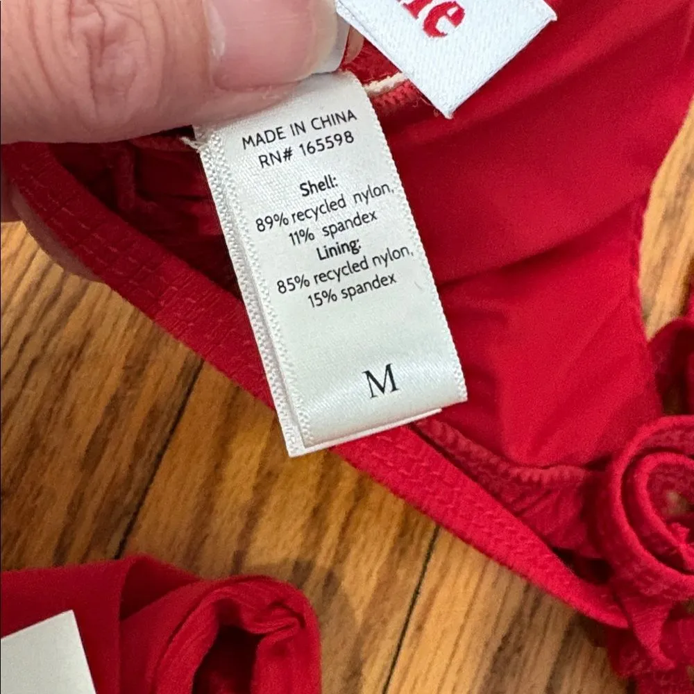 Andie‎ String Bikini Set Ribbed Flame Red size M NWT/NWOT - Image 7
