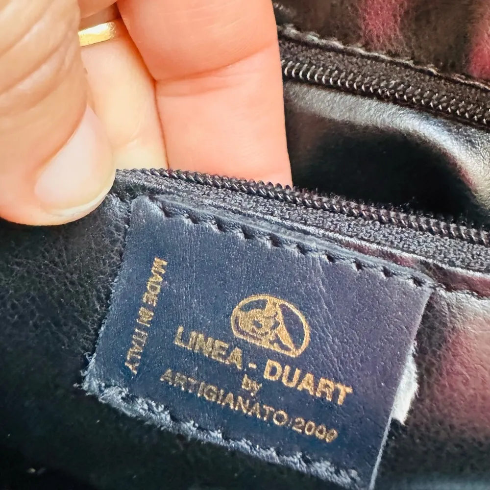 Linea DUART By Artigianato Italian Leather Messenger Bag/Purse From Italy VTG Blue - Image 4