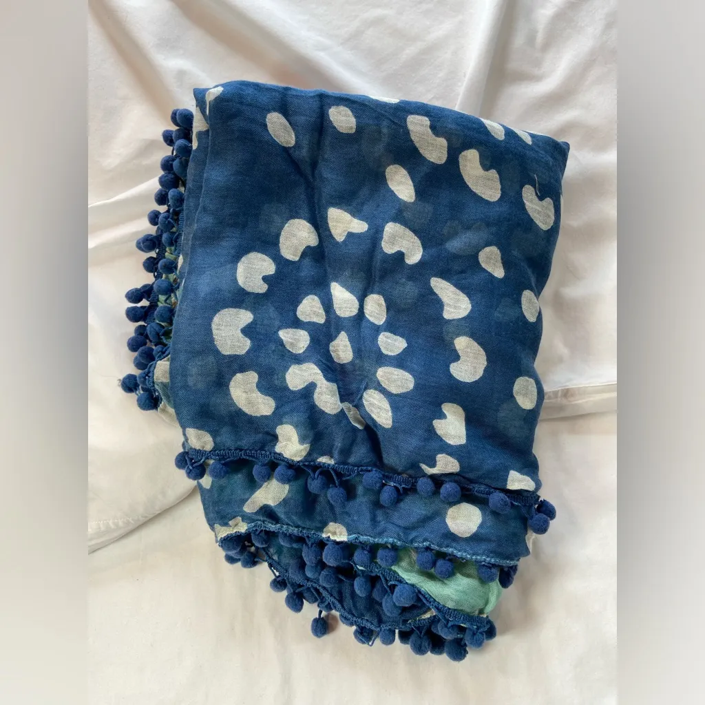 Lulla Collection‎ by Bynda Oversized Scarf with Pom poms Green - Image 6