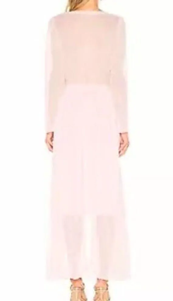 NEW House of Harlow 1960 Hannah Maxi Dress Womens X Small Pink Chiffon Prairie - Image 3