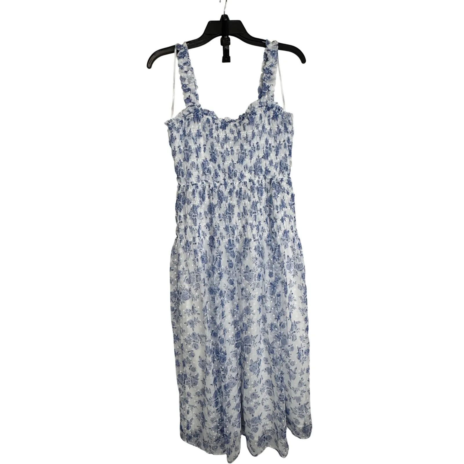 AQUA Floral Smocked Midi Dress Ruffle Strap Cottagecore Summer‎ Dress S - Image 5