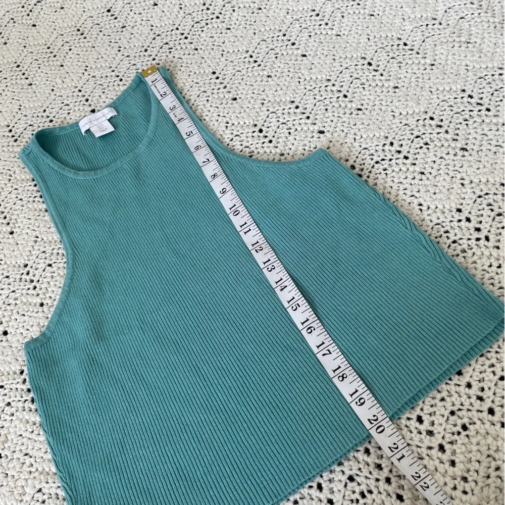 House of Harlow Ribbed Sculpt Knit Crop Tank Teal (Large) - Image 5