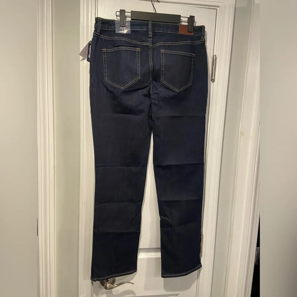 NWT Lands End Size 16 Mid Rise Straight Leg Dark Wash Cotton Stretch Denim Jeans - Image 4