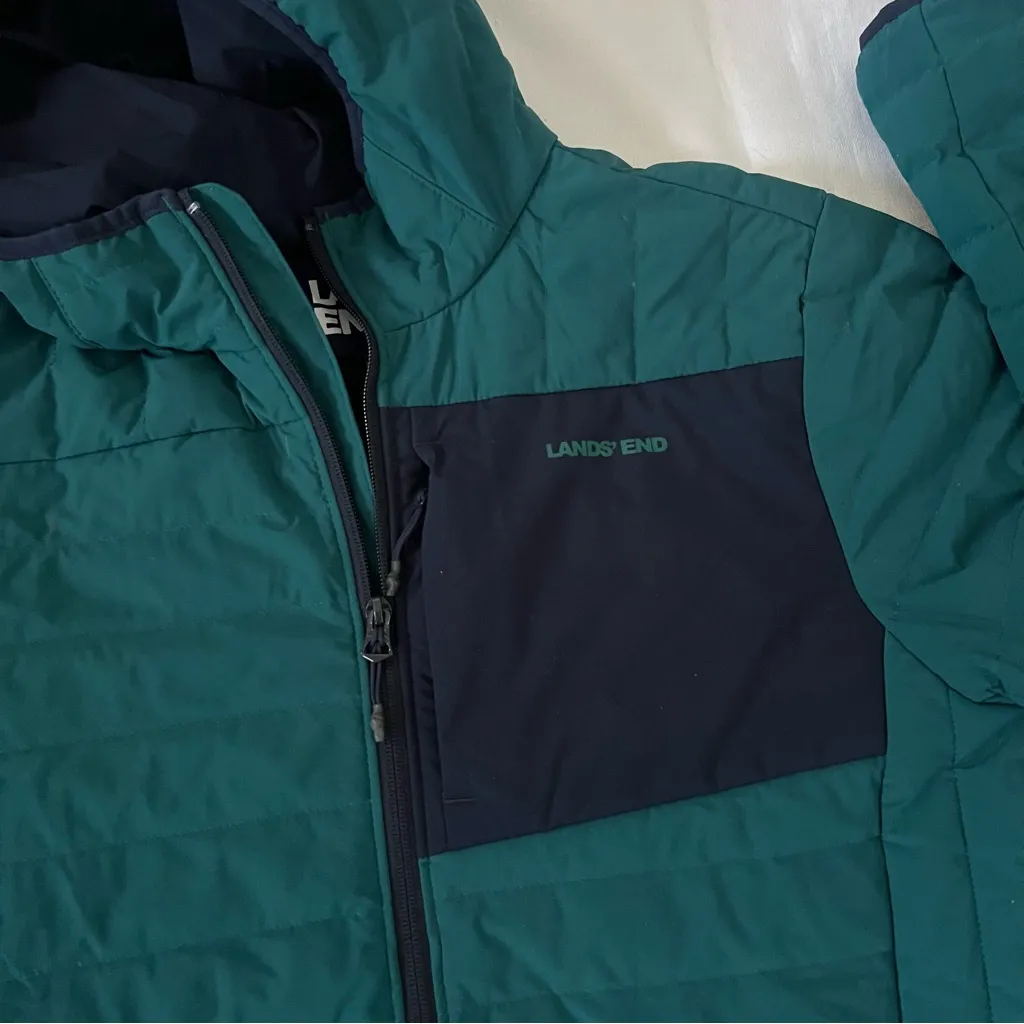 Lands End lightweight Packable puffer jacket Blue - Image 2